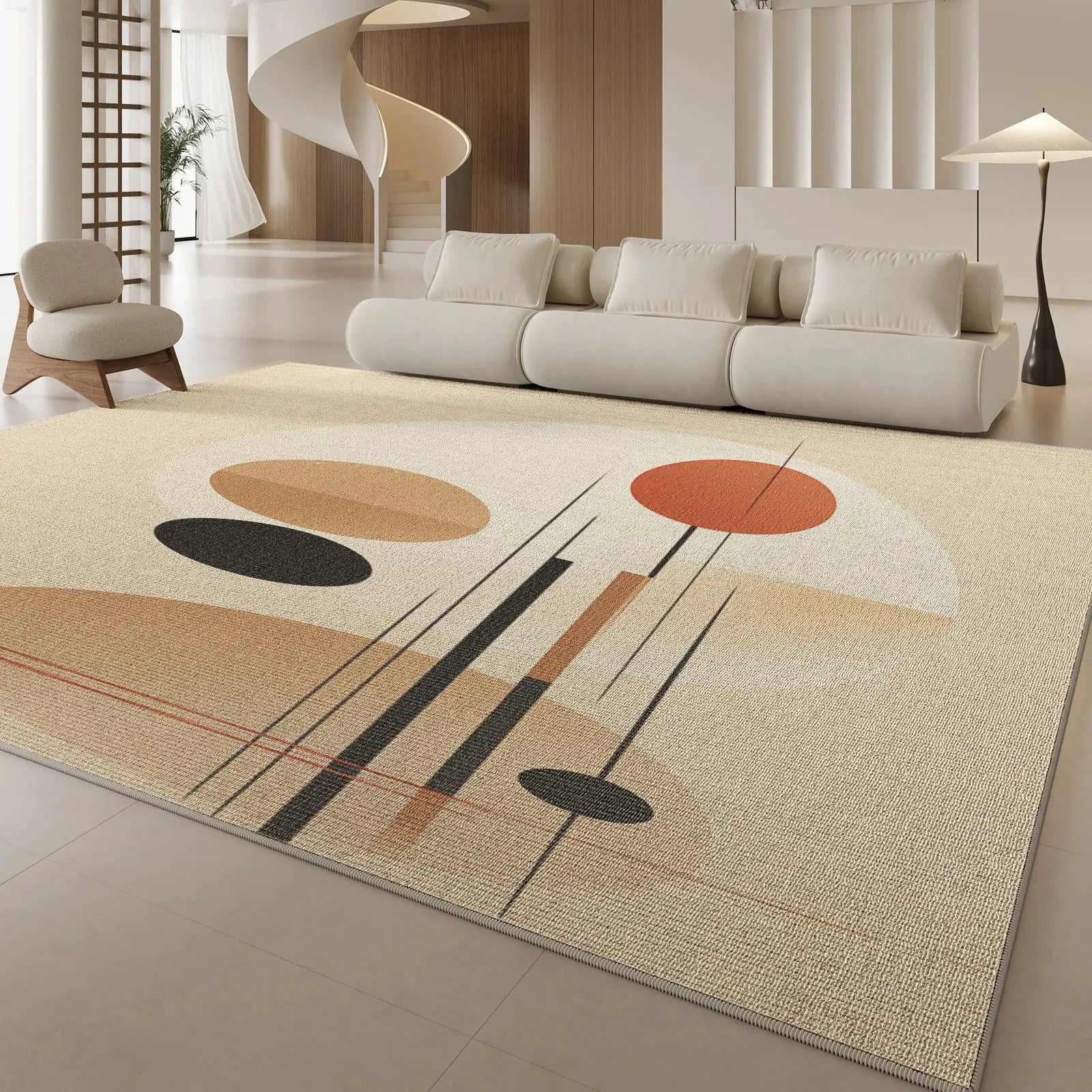 VIKAMA Crush Resistant Loop Pile Area Rug Modern Classic Oversized Carpet for Living Room Sofa and Bedroom Floor Plush Home Deco